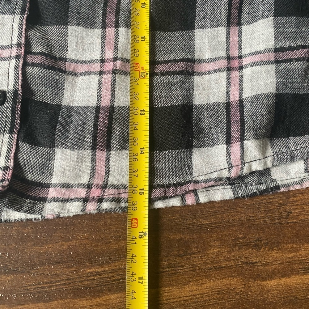 Garage Pink Black and White Plaid Cropped Button Down XS - Picture 10 of 10